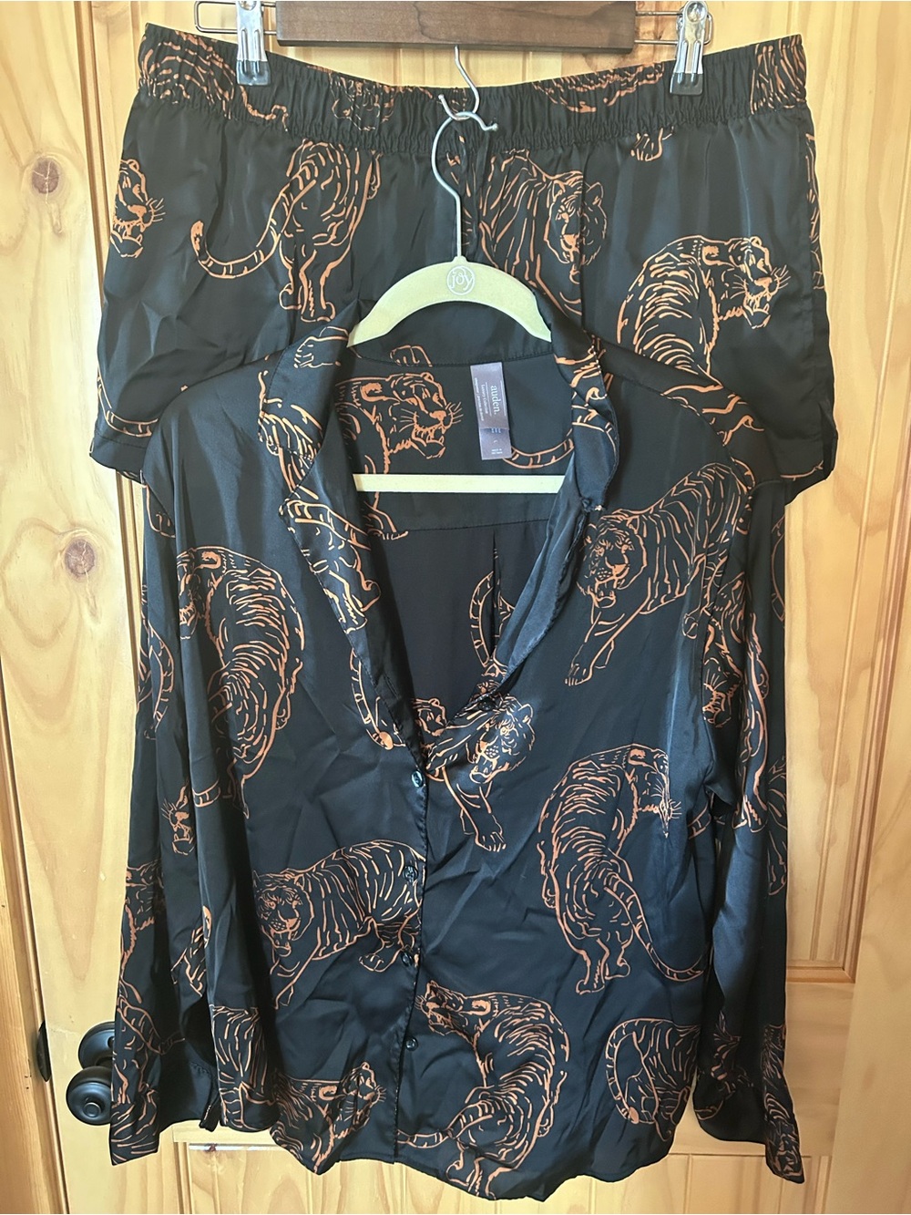 Auden Black Pajama Set with Orange Tiger Print
